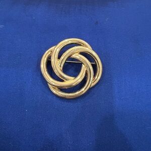 Vintage Monet Brooch Pin Gold Tone Love Knot Design